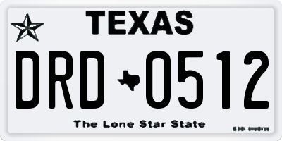 TX license plate DRD0512