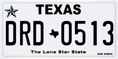 TX license plate DRD0513