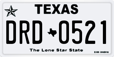 TX license plate DRD0521