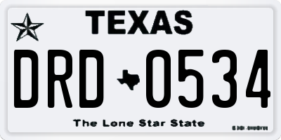 TX license plate DRD0534