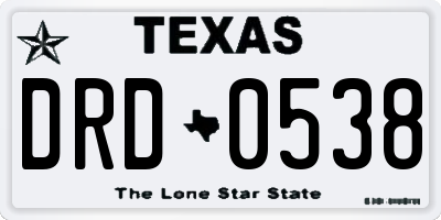 TX license plate DRD0538