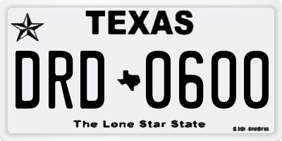 TX license plate DRD0600