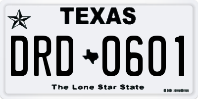 TX license plate DRD0601