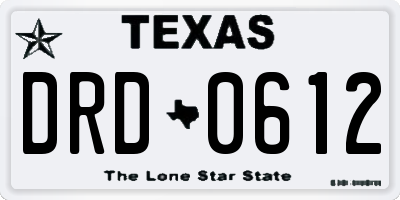 TX license plate DRD0612