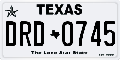 TX license plate DRD0745