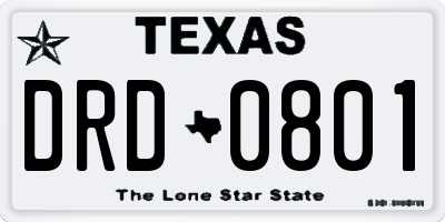 TX license plate DRD0801