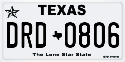 TX license plate DRD0806