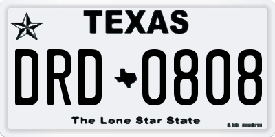 TX license plate DRD0808