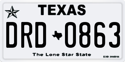 TX license plate DRD0863