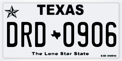 TX license plate DRD0906