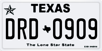 TX license plate DRD0909