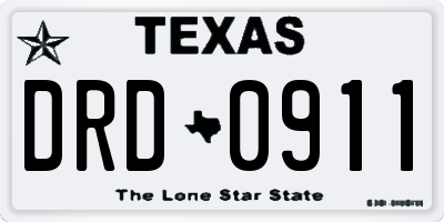 TX license plate DRD0911