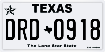 TX license plate DRD0918