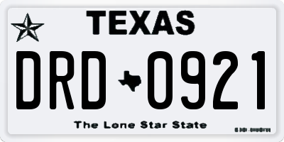 TX license plate DRD0921