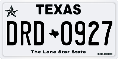 TX license plate DRD0927