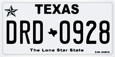 TX license plate DRD0928