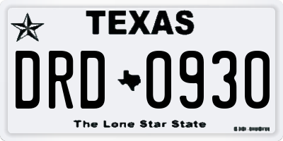 TX license plate DRD0930