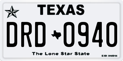 TX license plate DRD0940