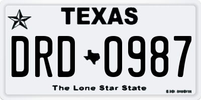 TX license plate DRD0987