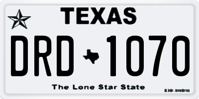 TX license plate DRD1070