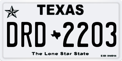 TX license plate DRD2203