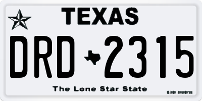 TX license plate DRD2315