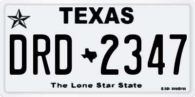 TX license plate DRD2347