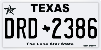 TX license plate DRD2386