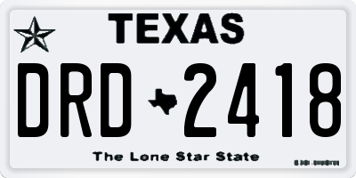 TX license plate DRD2418