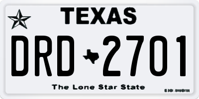 TX license plate DRD2701