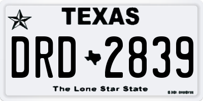 TX license plate DRD2839