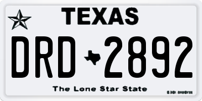 TX license plate DRD2892