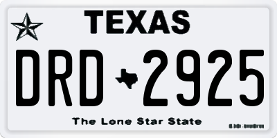 TX license plate DRD2925