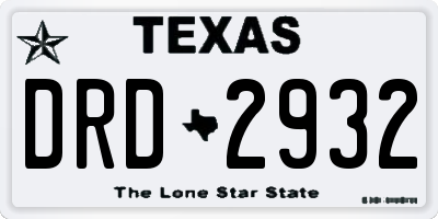 TX license plate DRD2932