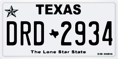 TX license plate DRD2934