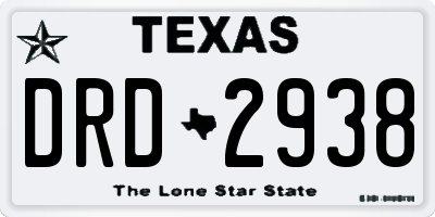 TX license plate DRD2938