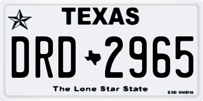 TX license plate DRD2965