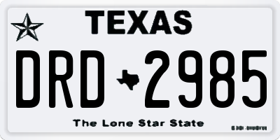 TX license plate DRD2985