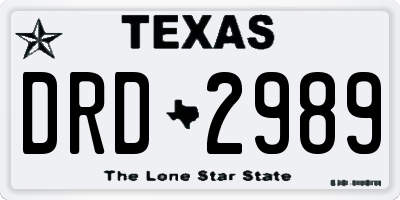 TX license plate DRD2989