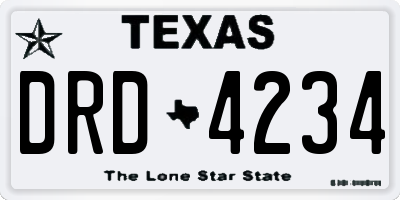 TX license plate DRD4234