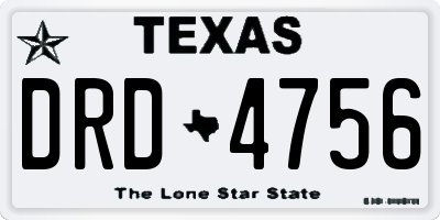 TX license plate DRD4756