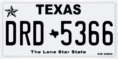 TX license plate DRD5366