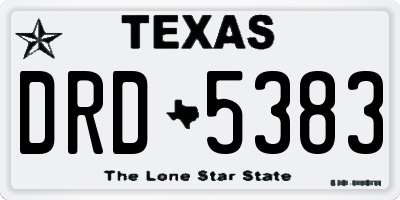 TX license plate DRD5383