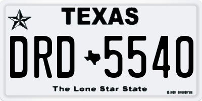 TX license plate DRD5540