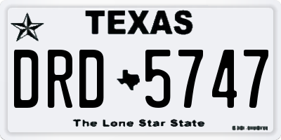 TX license plate DRD5747