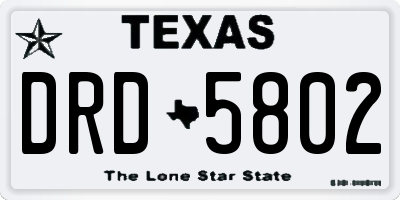 TX license plate DRD5802