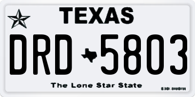 TX license plate DRD5803