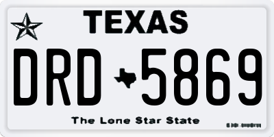 TX license plate DRD5869