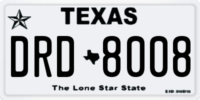 TX license plate DRD8008