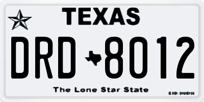 TX license plate DRD8012